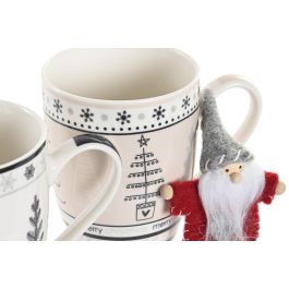 Mug Navidad Moderna DKD Home Decor Blanco Negro 8 x 10 x 12 cm Set de 2 (2 Unidades)