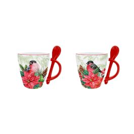 Mug Navidad Tradicional DKD Home Decor Rojo Verde 8 x 10 x 13 cm (4 Unidades) Precio: 19.9650005324. SKU: B1C4W8XF48