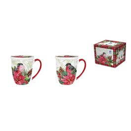 Mug Infusiones Navidad Tradicional DKD Home Decor Rojo Verde 9 x 11 x 12 cm (2 Unidades)