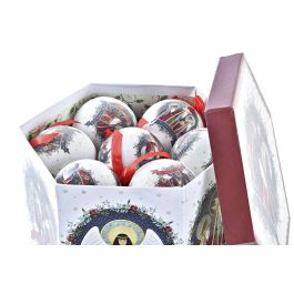 Bola Decoracion Navidad Tradicional DKD Home Decor Blanco Rojo 25 x 16 x 25 cm Set de 14