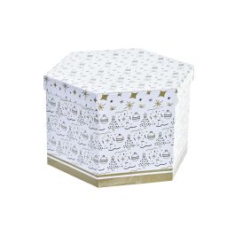 Bola Decoracion Navidad Moderna DKD Home Decor Blanco Dorado 25 x 16 x 25 cm Set de 14