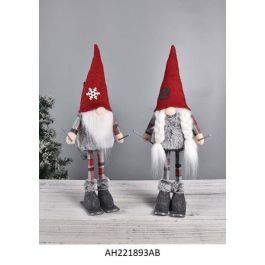 Figura Navidad Tradicional DKD Home Decor Gris Rojo 12 x 46 x 16 cm (2 Unidades)