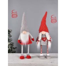 Figura Navidad Tradicional DKD Home Decor Gris Rojo 12 x 55 x 15 cm (2 Unidades) Precio: 29.6450001694. SKU: B148KHZLRD