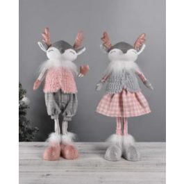 Figura Navidad Fantasia DKD Home Decor Rosa Gris 11 x 49 x 15 cm (2 Unidades)