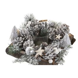 Portavela Navidad Alpina DKD Home Decor Natural Verde 20 x 12.5 x 20 cm