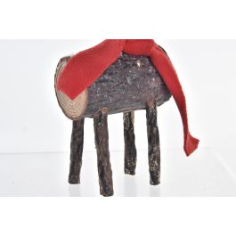 Figura Navidad Alpina DKD Home Decor Natural Rojo 9 x 23 x 10 cm (2 Unidades)