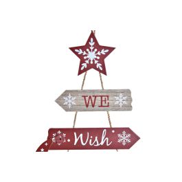 Decoracion Colgante Navidad Tradicional DKD Home Decor Rojo Natural 1 x 50 x 32 cm (6 Unidades)