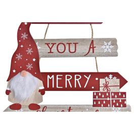 Decoracion Colgante Navidad Tradicional DKD Home Decor Rojo Natural 1 x 50 x 32 cm (6 Unidades)