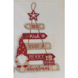 Decoracion Colgante Navidad Tradicional DKD Home Decor Rojo Natural 1 x 50 x 32 cm (6 Unidades)