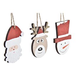 Decoracion Colgante Navidad Tradicional DKD Home Decor Rojo Blanco 1.5 x 8 x 21.2 cm Set de 3