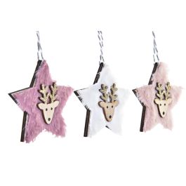 Decoracion Colgante Navidad Fantasia DKD Home Decor Rosa Blanco 8 x 1 x 22 cm Set de 3 (3 Unidades)