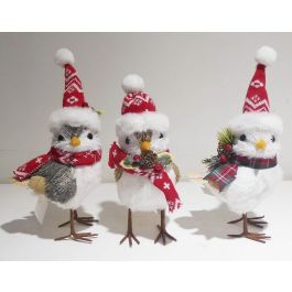 Figura Navidad Alpina DKD Home Decor Blanco Rojo 10 x 20 x 13 cm (3 Unidades)