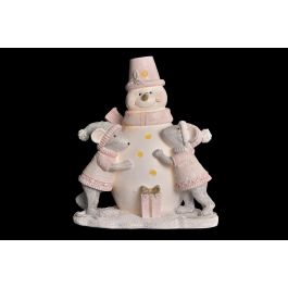 Figura Navidad Fantasia DKD Home Decor Rosa Blanco 10.5 x 15.5 x 14.5 cm