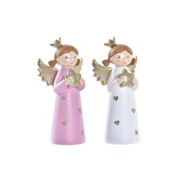 Figura Navidad Fantasia DKD Home Decor Rosa Blanco 5 x 14 x 7 cm (2 Unidades)