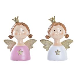 Figura Navidad Fantasia DKD Home Decor Rosa Blanco 5 x 12 x 9 cm (2 Unidades)