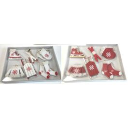 Decoracion Colgante Navidad Tradicional DKD Home Decor Rojo Blanco 17 x 2 x 22 cm Set de 6 (3 Unidades) Precio: 23.5949992982. SKU: B15MS2VFKE