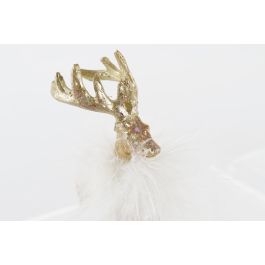 Figura Navidad Moderna DKD Home Decor Dorado Blanco 4 x 12 x 8 cm