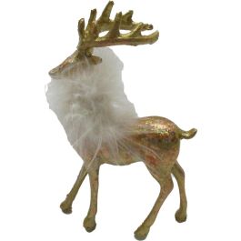 Figura Navidad Moderna DKD Home Decor Dorado Blanco 4 x 12 x 8 cm