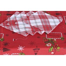 Mantel Navidad Tradicional DKD Home Decor Rojo Blanco 250 x 0.2 x 150 cm Set de 9