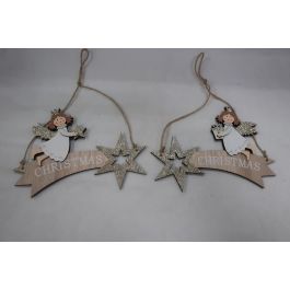 Decoracion Colgante Navidad Moderna DKD Home Decor Blanco Dorado 0.5 x 15 x 22.5 cm (2 Unidades)