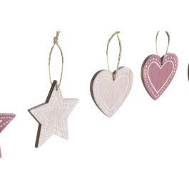 Decoracion Colgante Navidad Fantasia DKD Home Decor Rosa Palo Rosa 1 x 6.5 x 6.5 cm Set de 9 (3 Unidades)