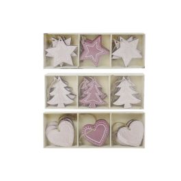 Decoracion Colgante Navidad Fantasia DKD Home Decor Rosa Palo Rosa 1 x 6.5 x 6.5 cm Set de 9 (3 Unidades)