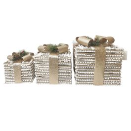 Regalo Navidad Moderna DKD Home Decor Blanco Dorado 25 x 25 x 25 cm Set de 3