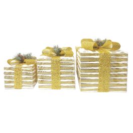 Regalo Navidad Moderna DKD Home Decor Dorado Blanco 25 x 25 x 25 cm Set de 3