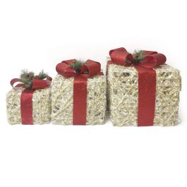 Regalo Navidad Tradicional DKD Home Decor Blanco Rojo 25 x 25 x 25 cm Set de 3