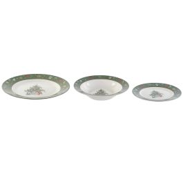 Vajilla Navidad Tradicional DKD Home Decor Verde Blanco 26.5 x 2.5 x 26.5 cm Set de 18