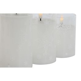 Vela Led Navidad Moderna DKD Home Decor Blanco 7.5 x 15 x 7.5 cm Set de 3