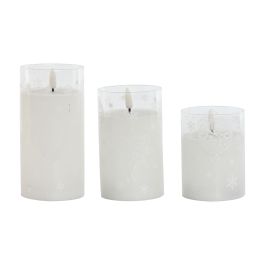 Vela Led Navidad Moderna DKD Home Decor Blanco 7.5 x 15 x 7.5 cm Set de 3