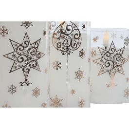 Vela Led Navidad Moderna DKD Home Decor Blanco Dorado 7.5 x 15 x 7.5 cm Set de 3