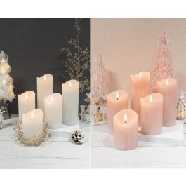 Vela Led Navidad Fantasia DKD Home Decor Blanco Rosa Palo 7.5 x 20 x 7.5 cm (2 Unidades) Precio: 15.1250007139. SKU: B1A6SPH3JZ