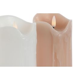 Vela Led Navidad Fantasia DKD Home Decor Blanco Rosa Palo 7.5 x 15 x 7.5 cm (2 Unidades)