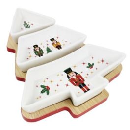 Aperitivo Navidad Tradicional DKD Home Decor Blanco Rojo 27 x 1 x 20 cm Set de 4