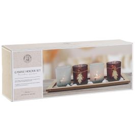 Portavela DKD Home Decor Marron 14 x 2 x 36 cm Set de 5