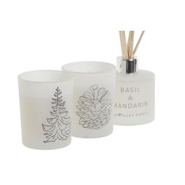 Vela Navidad Alpina DKD Home Decor Blanco 5 x 6 x 5 cm Set de 3