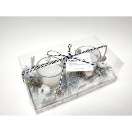 Vela Navidad Moderna DKD Home Decor Blanco 10 x 7 x 10 cm Set de 2