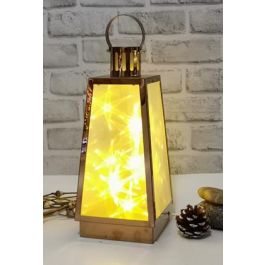 Farola Navidad Moderna DKD Home Decor Dorado 14 x 31.5 x 15 cm