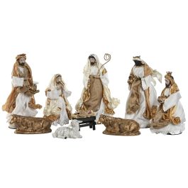 Nacimiento Navidad Moderna DKD Home Decor Blanco Dorado 15 x 30 x 20 cm Set de 9