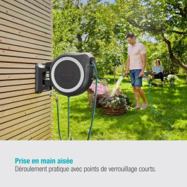 Gardena Enrollador de Manguera Automático de Pared RollUp M/L 25 m con Borde Blanco
