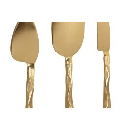 DKD Home Decor Tabla de Cortar Moderna Set de 4, Colores Dorado y Natural, Madera de Acacia y Acero Inoxidable, 45x45x1.5 cm