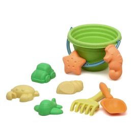 KioKids Cubo de Playa Set 8 Piezas con Rastrillo y Pala, Material de Trigo Sostenible, Multicolor, +18 meses