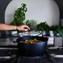 Baumalu 384942 Olla de cocción lenta alta de cerámica con tapa 36 cm para cocina BAU3216383849434