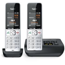 Gigaset COMFORT 500A duo Teléfono DECT/analógico con contestador automático, manos libres e identificador de llamadas, Negro/Plata