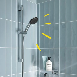 Grohe 26951001 Set de Ducha Vitalio Start 110 con Rociador de 2 Chorros, Barra 60 cm y Flexo, Cromo, Ahorro de Agua