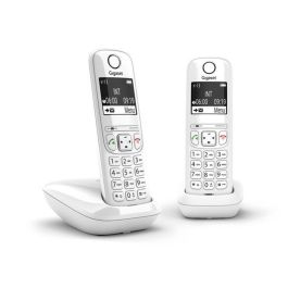 Gigaset AS690 Duo Teléfono Fijo Inalámbrico Blanco con Manos Libres, Pantalla Grande, Directorio 100 Contactos y Bloqueo de Llamadas