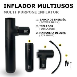 Omp OMPS19200001 Arrancador, Compresor de Aire, Aspiradora, Linterna y Power Bank Portátil Multifunción 5 en 1 con Estuche