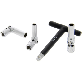 Aeg Llave de Bujía Diésel con 3 Enchufes Cardán 8mm 10mm 12mm Acero Inoxidable Mango T Espuma Antideslizante